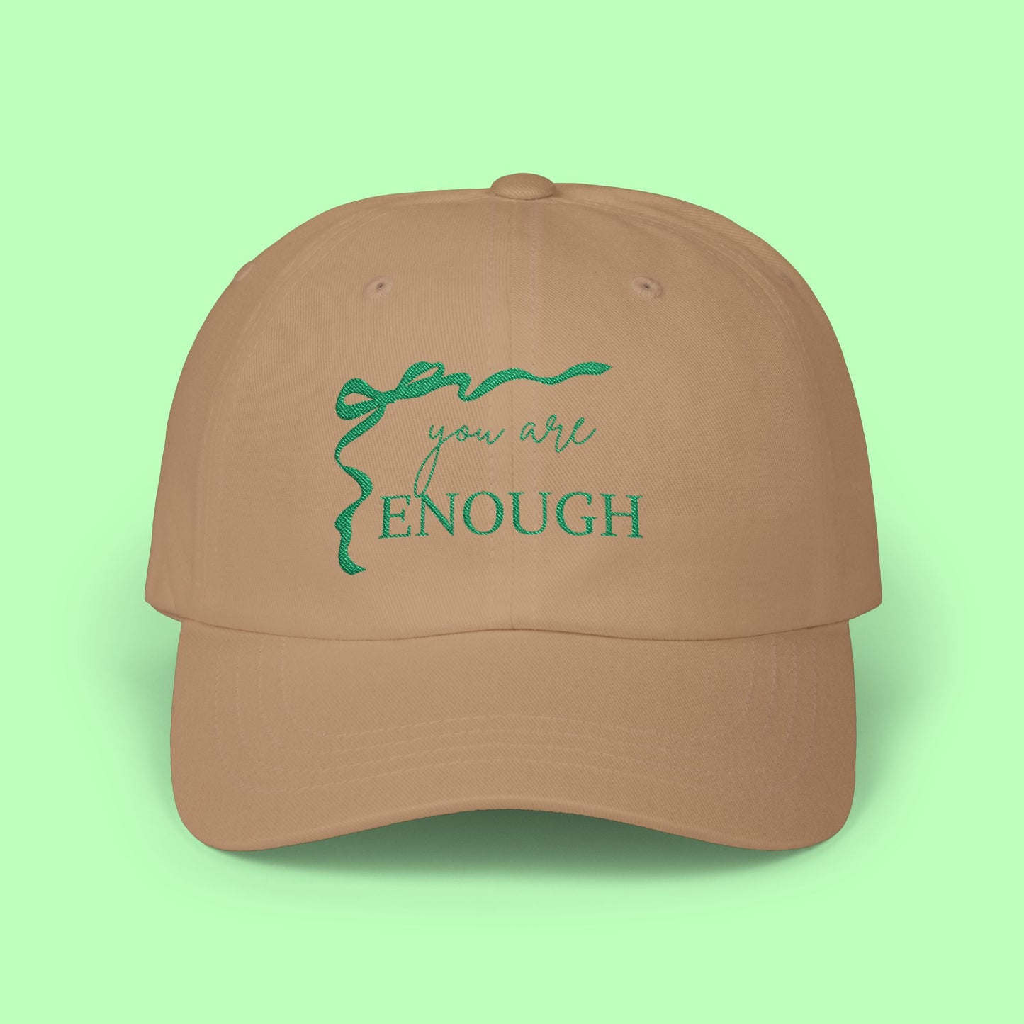Green Thread You Are Enough Dad Cap